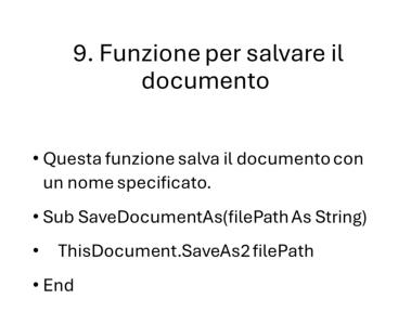 Funzione VBA per salvare un documento Word